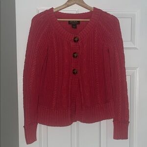 Eddie Bauer Vibrant Red Cable Knit Cardigan